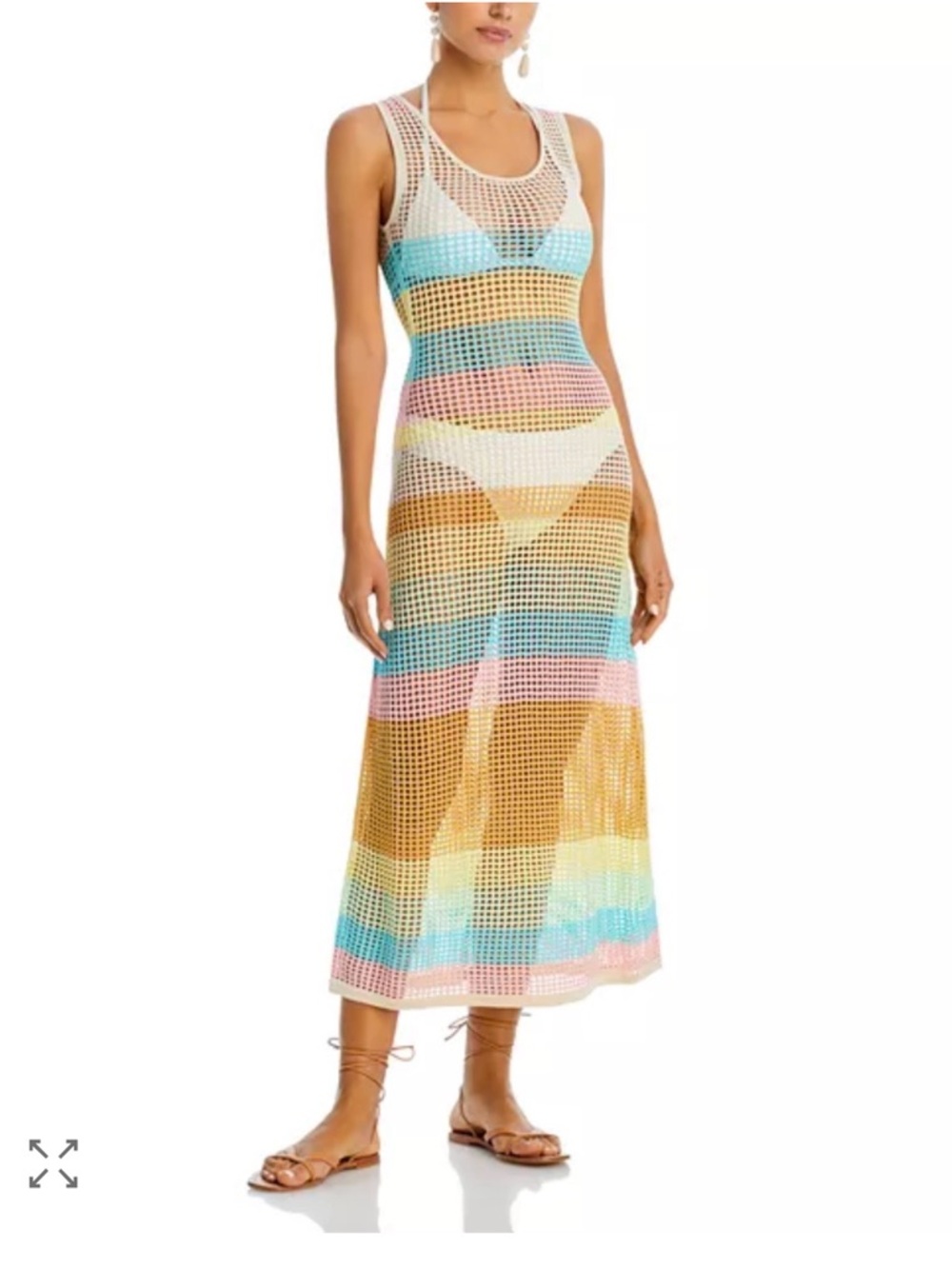 Pastel Multi Crochet Maxi Swim Coverup